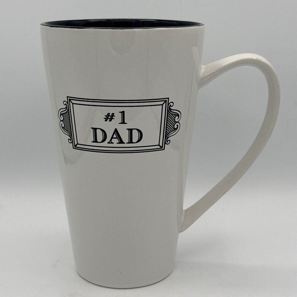 10 Strawberry Street #1 Dad Ceramic Large Latte Coffee Mug Black White EUC